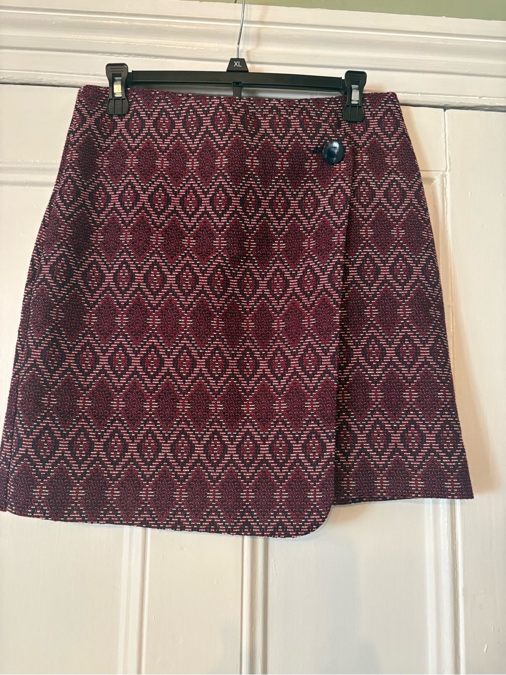 LOFT Burgundy Diamond-Pattern A-Line Skirt